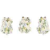 Dekoratief | Kikker horen/zien/zwijgen 'Botanique', groen/wit, resina, 9x8x11cm, set van 3 stuks | A250575