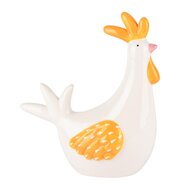 Dekoratief | Kippetje zittend, wit/oranje, keramiek, 13x7x16cm | A250912