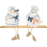 Dekoratief | Vogeltje marine m/hangbeentjes, resina, 8x7x15cm, set van 2 stuks | A250951