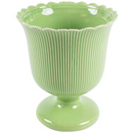 Dekoratief | Vaas op voet, groen, keramiek, 16x16x19cm | A254041