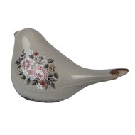 Clayre &amp; Eef   | Decoratie beeld Vogel Grijs Roze 21x9x11 cm | 6CE1969M