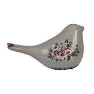 Clayre &amp; Eef   | Decoratie beeld Vogel Grijs Roze 21x9x11 cm | 6CE1969M
