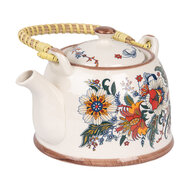Clayre & Eef | Theepot met Filter Wit Blauw 18x14x12 cm / 800 ml | 6CETE0178