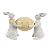 Clayre & Eef | Decoratief Schaaltje met Deksel Wit Geel 29x10x18 cm | 6PR5130
