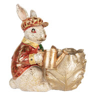 Clayre &amp; Eef   | Decoratie Konijn Beige Rood 28x18x30 cm | 6PR5484