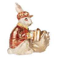 Clayre &amp; Eef   | Decoratie Konijn Beige Rood 28x18x30 cm | 6PR5484