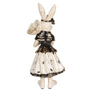 Clayre &amp; Eef   | Decoratie Konijn Beige Zwart 13x11x30 cm | 6PR5497