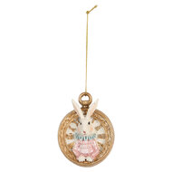Clayre & Eef | Decoratie Hanger Konijn Wit Goudkleurig 6x3x7 cm | 6PR5714