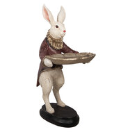 Clayre &amp; Eef   | Decoratie konijn met schaal Beige Rood 50x63x107 cm | 5PR0162