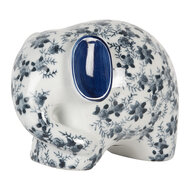 Clayre & Eef | Decoratie Beeld Olifant Wit Blauw 20x14x15 cm | 6CE2094