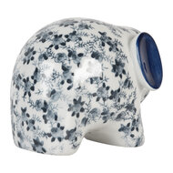 Clayre & Eef | Decoratie Beeld Olifant Wit Blauw 17x10x11 cm | 6CE2095