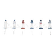Clayre &amp; Eef   | Wandkapstok 6 haken Wit Blauw 54x4x17 cm | 6H2414