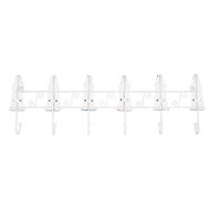 Clayre &amp; Eef   | Wandkapstok 6 haken Wit Blauw 54x4x17 cm | 6H2414