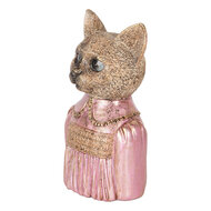 Clayre &amp; Eef   | Decoratie Beeld Kat Bruin Roze 14x11x23 cm | 6PR5072