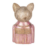 Clayre &amp; Eef   | Decoratie Beeld Kat Bruin Roze 14x11x23 cm | 6PR5072