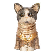 Clayre &amp; Eef   | Decoratie Beeld Kat Bruin Beige 14x12x23 cm | 6PR5073