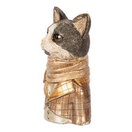 Clayre &amp; Eef   | Decoratie Beeld Kat Bruin Beige 14x12x23 cm | 6PR5073