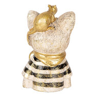 Clayre &amp; Eef   | Decoratie Beeld Kat Wit Zwart 11x9x18 cm | 6PR5075