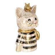 Clayre &amp; Eef   | Decoratie Beeld Kat Wit Zwart 11x9x18 cm | 6PR5075