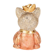 Clayre &amp; Eef   | Decoratie Beeld Kat Wit Roze 12x9x18 cm | 6PR5077