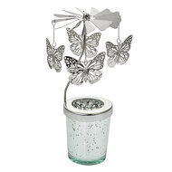 Clayre &amp; Eef   | Theelichtcarrousel Zilverkleurig &oslash; 8x17 cm | 66000