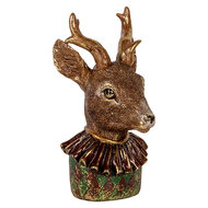 Clayre & Eef | Decoratie Beeld Hert Bruin Rood 13x11x22 cm | 6PR5085