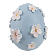 Clayre &amp; Eef   | Decoratie Beeld Ei Blauw Wit &oslash; 11x13 cm | 6PR5216