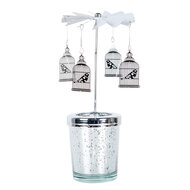 Clayre &amp; Eef   | Theelichtcarrousel Zilverkleurig &oslash; 8x17 cm | 66082