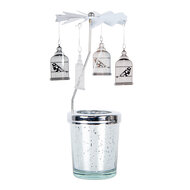 Clayre &amp; Eef   | Theelichtcarrousel Zilverkleurig &oslash; 8x17 cm | 66082