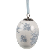 Clayre & Eef | Decoratie hanger ei Wit Blauw ø 6x8 cm | 6CE2034