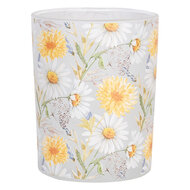 Clayre & Eef | Waxinelichthouder (2) Wit Geel ø 7x8 / 10x13 cm | 6GL4956
