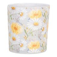 Clayre & Eef | Waxinelichthouder (2) Wit Geel ø 7x8 / 10x13 cm | 6GL4956