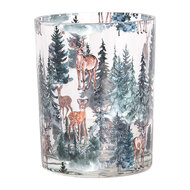 Clayre & Eef | Waxinelichthouder (2) Transparant Groen ø 7x8 / 10x13 cm | 6GL4960