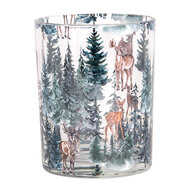 Clayre & Eef | Waxinelichthouder (2) Transparant Groen ø 7x8 / 10x13 cm | 6GL4960