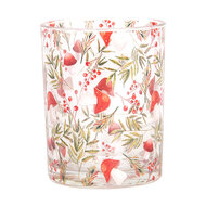 Clayre & Eef | Waxinelichthouder (2) Transparant Rood ø 7x8 / 10x13 cm | 6GL4962