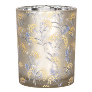 Clayre & Eef | Waxinelichthouder (2) Grijs Geel ø 7x8 / 10x13 cm | 6GL4966