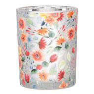 Clayre & Eef | Waxinelichthouder (2) Grijs Oranje ø 7x8 / 10x13 cm | 6GL4968