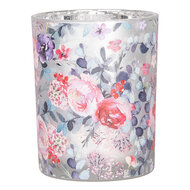 Clayre & Eef | Waxinelichthouder (2) Grijs Roze ø 7x8 / 10x13 cm | 6GL4970