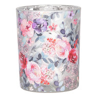 Clayre & Eef | Waxinelichthouder (2) Grijs Roze ø 7x8 / 10x13 cm | 6GL4970