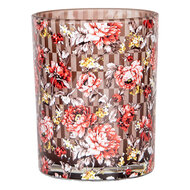 Clayre & Eef | Waxinelichthouder (2) Bruin Rood ø 7x8 / 10x13 cm | 6GL4974