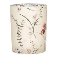 Clayre & Eef | Waxinelichthouder (2) Beige Groen ø 7x8 / 10x13 cm | 6GL4978