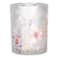Clayre & Eef | Waxinelichthouder (2) Grijs Geel ø 7x8 / 10x13 cm | 6GL4982