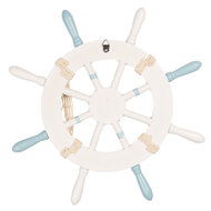 Clayre &amp; Eef   | Decoratie Stuurwiel Wit Blauw &oslash; 34x3 cm | 6H2403