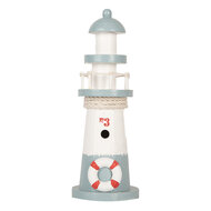 Clayre &amp; Eef   | Decoratie Vuurtoren Wit Blauw &oslash; 8x22 cm | 6H2404