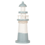 Clayre &amp; Eef   | Decoratie Vuurtoren Wit Blauw &oslash; 8x22 cm | 6H2404