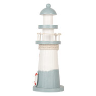 Clayre &amp; Eef   | Decoratie Vuurtoren Wit Blauw &oslash; 8x22 cm | 6H2404
