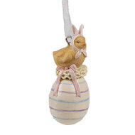 Clayre & Eef | Decoratie Hanger Kuiken Geel Wit 3x3x7 cm | 6PR4406
