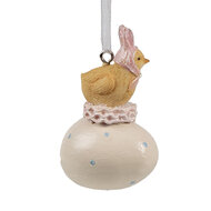 Clayre & Eef | Decoratie Hanger Kuiken Geel Wit 4x3x7 cm | 6PR4407