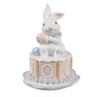 Clayre & Eef | Decoratie Beeld Konijn Wit Roze ø 12x17 cm | 6PR5168