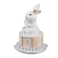 Clayre & Eef | Decoratie Beeld Konijn Wit Roze ø 12x17 cm | 6PR5168